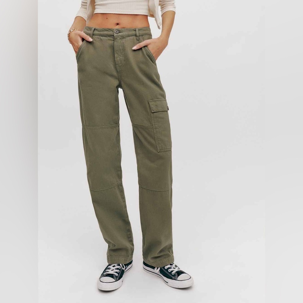 Reformation Bailey High Rise Utility Cargo Pant Army Green